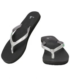 Sanuk Women's Yoga Joy Metallic Flip Flop Silver
